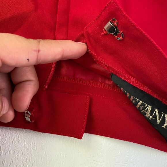 Tiffany Collection Red Midi Skirt Size 8 Vintage Classic High Waist Pencil Skirt - Picture 7 of 7